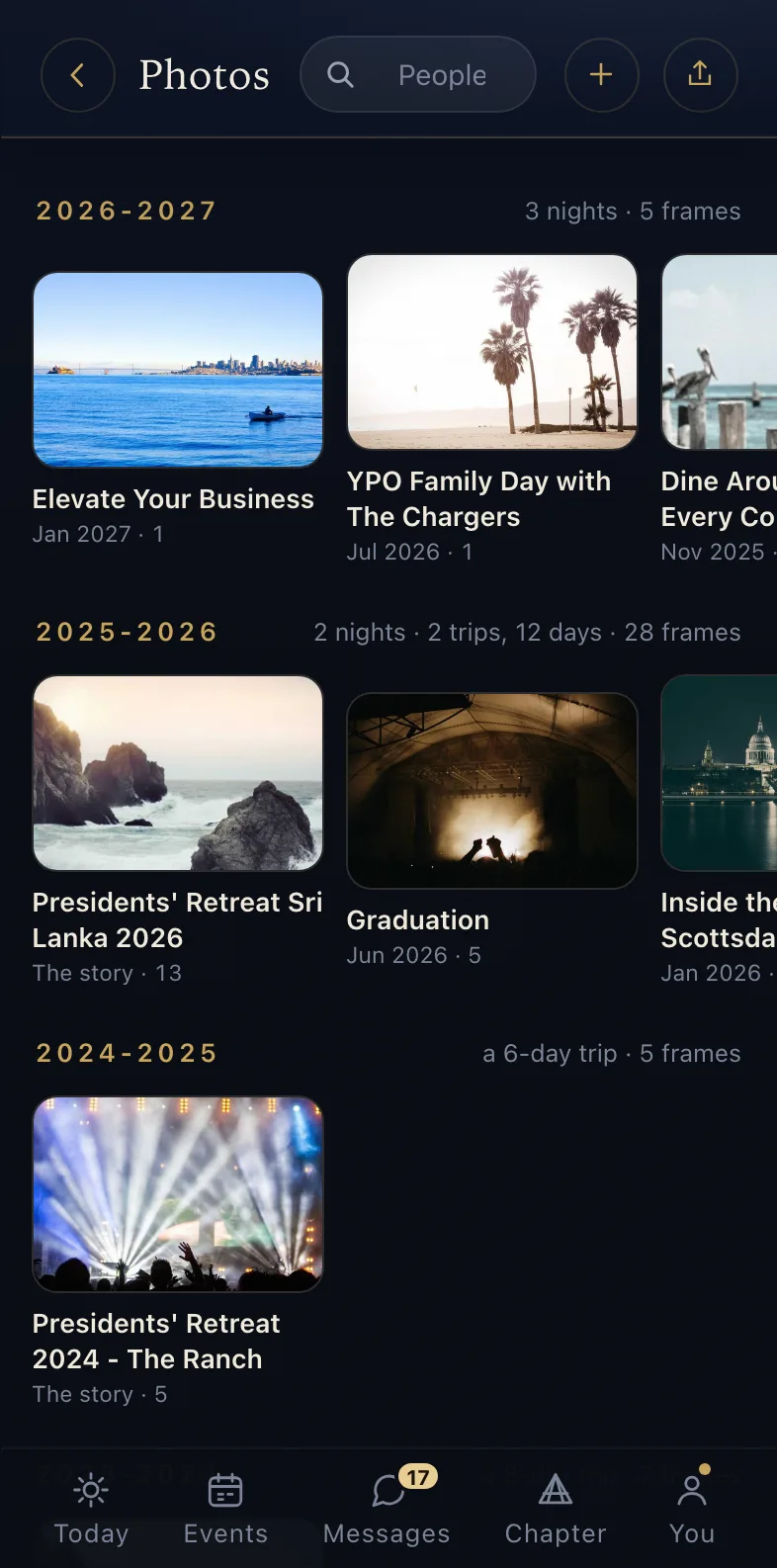 The photo albums - one per event